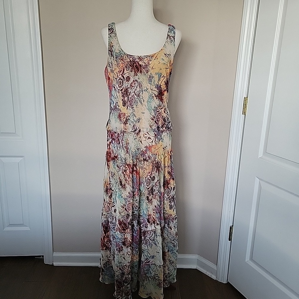 Nine West Womens Tiered Maxi Dress Size 14 Whimsical Fairy Ethereal Y2K Floral